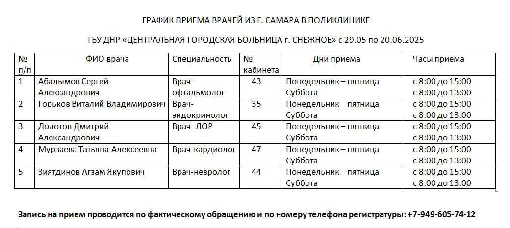 Самарские врачи приехали в Снежное